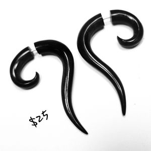 Hand Carved Unisex Horn Earrings
